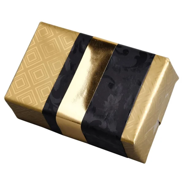 Geschenkpapier | Go Green - Nachhaltige Geschenkverpackung^DecoWoerner Nachhaltiges, enes Geschenkpapier Mit Glänzendem Geometrischen Muster – 50 M Geschenkpapier-Rolle gold