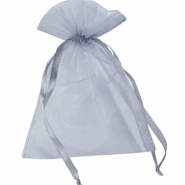 Geschenksäckchen^DecoWoerner Organzasäckchen 18 Cm, 50 Stück, silber