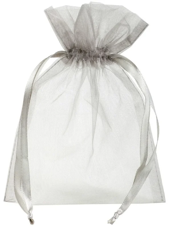 Geschenksäckchen^DecoWoerner Organzasäckchen 18 Cm, 50 Stück, Grau