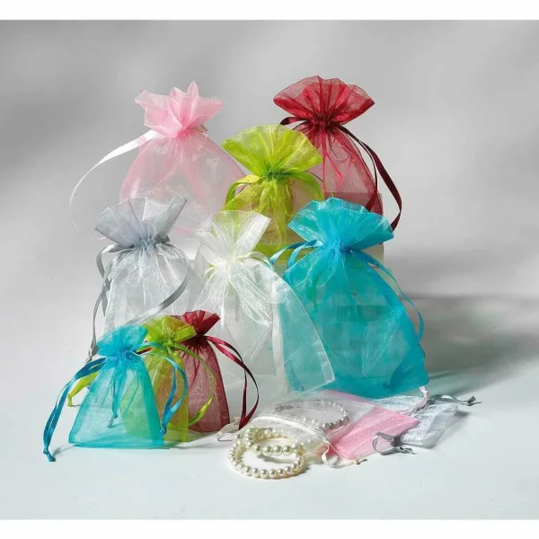 Geschenksäckchen^DecoWoerner Organzasäckchen 18 Cm, 50 Stück, silber