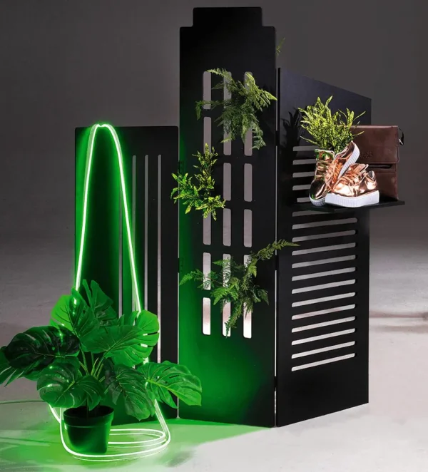Naturdeko^DecoWoerner Paravent/Sichtschutz "Skyline" 115 Cm Hoch schwarz