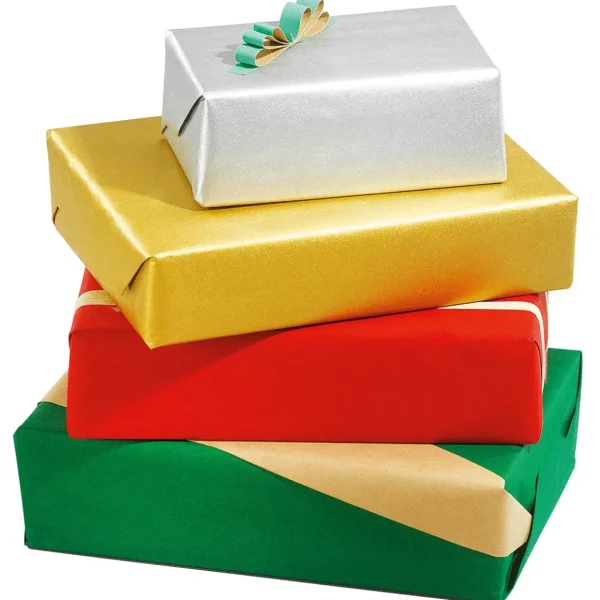Geschenkpapier | Go Green - Nachhaltige Geschenkverpackung^DecoWoerner Recyceltes, nes Uni-Kraftpapier – 50 M Geschenkpapier-Rolle silber