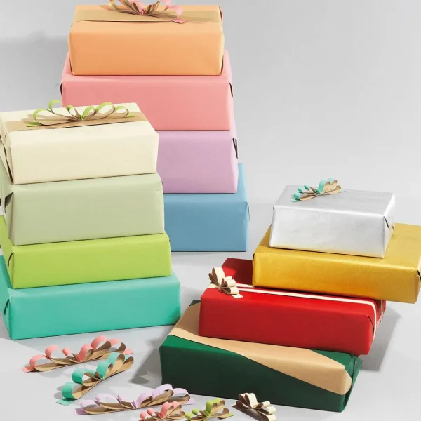 Geschenkpapier | Go Green - Nachhaltige Geschenkverpackung^DecoWoerner Recyceltes, nes Uni-Kraftpapier – 50 M Geschenkpapier-Rolle silber