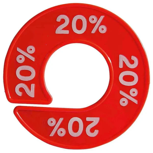 Verkaufsaktionen Bewerben | Größenreiter^DecoWoerner Ringscheibe, Größentrenner "20 %" rot