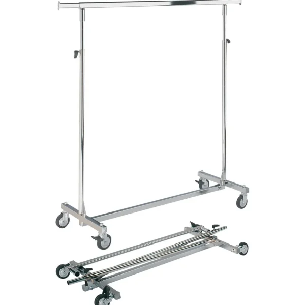 Kleiderständer^DecoWoerner Rollständer Klappbar, Höhenverstellbar, 1m Breit silber