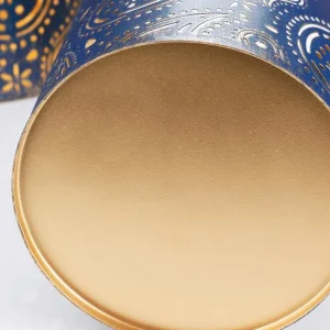 Deko-Licht | Weihnachtsfiguren^DecoWoerner Runde Metall-Laternen, Set à 3 Stück blau