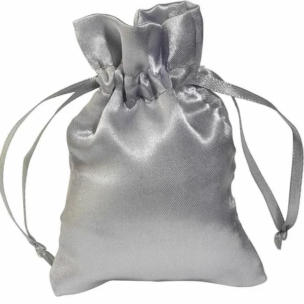 Geschenksäckchen^DecoWoerner Satinsäckchen 10 Cm, 30 Stück, silber