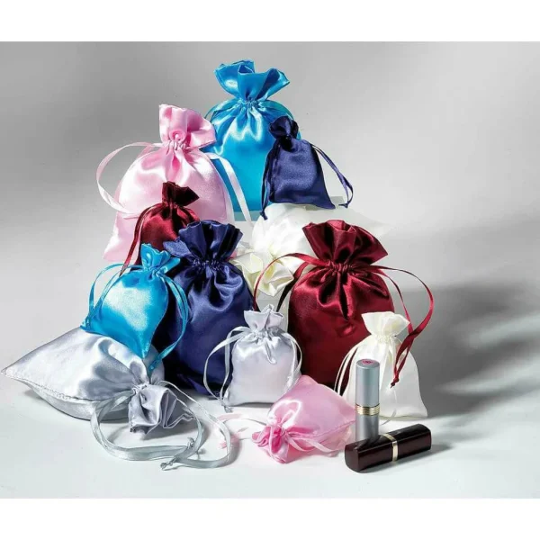 Geschenksäckchen^DecoWoerner Satinsäckchen 10 Cm, 30 Stück, silber
