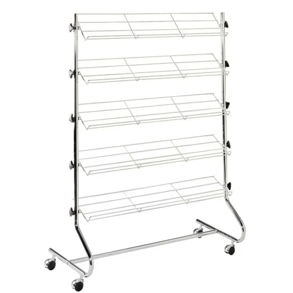 Warenpräsentation^DecoWoerner Schuhständer Fahrbar, Für Ca. 25 Paar Schuhe silber