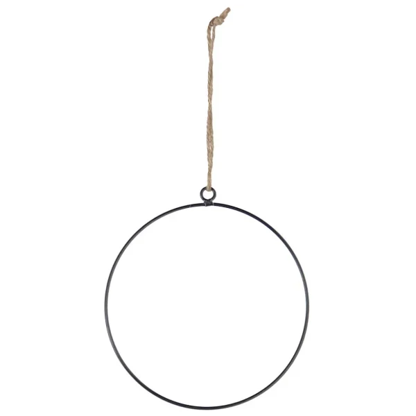 Sommerdeko | Frühlingsdeko^DecoWoerner er Deko-Metallring Mit Juteseil-Aufhänger 20 Cm Ø schwarz