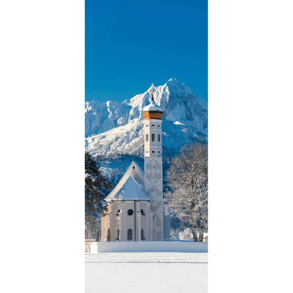 Winterdeko | Weihnachts- & Winterbanner^DecoWoerner Schwer Entflammbarer Stoffbanner "Winterkirche" Aus Fahnenstoff 75 X 180 Cm weiß