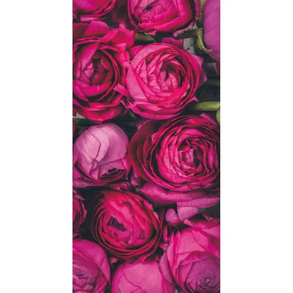 Themen-Deko | Frühlingsbanner^DecoWoerner Schwer Entflammbarer Stoffbanner „pinke Ranunkel-Blüten“ Aus Fahnenstoff 100 X 200 Cm rosa