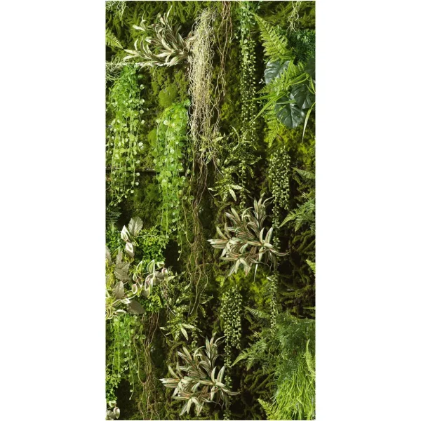 Naturdeko | Sommerdeko^DecoWoerner Schwer Entflammbarer Stoffbanner "e Pflanzenwand" Aus Fahnenstoff 100 X 200 Cm grün