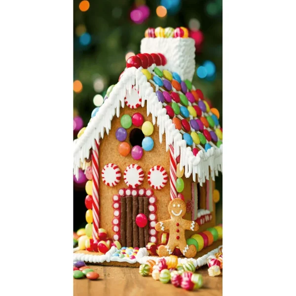 Weihnachts- & Winterbanner | Weihnachtsbanner^DecoWoerner Schwer Entflammbarer Stoffbanner "Lebkuchenhaus" Aus Fahnenstoff 100 X 200 Cm braun
