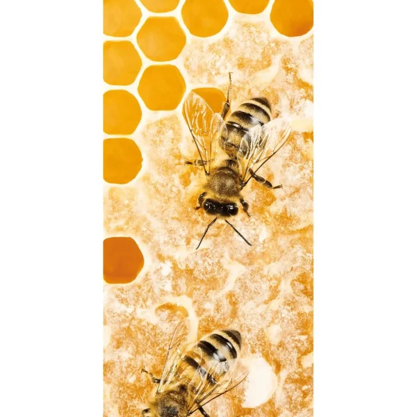 Themen-Banner | Sommer-Banner^DecoWoerner Schwer Entflammbarer Stoffbanner "fleißige Honigbiene" Aus Fahnenstoff 100 X 200 Cm gelb