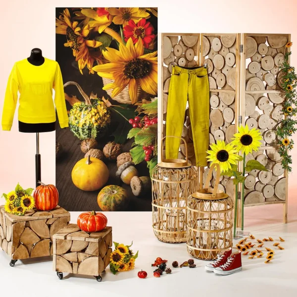 Herbstdeko | Herbst-Banner^DecoWoerner Schwer Entflammbarer Stoffbanner "Herbstdeko" Aus Fahnenstoff 100 X 200 Cm gelb