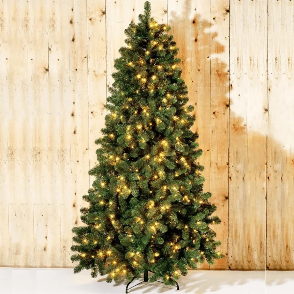 Künstliche Weihnachtsbäume^DecoWoerner Schwer Entflammbarer Weihnachtsbaum Mit LED 210 Cm grün