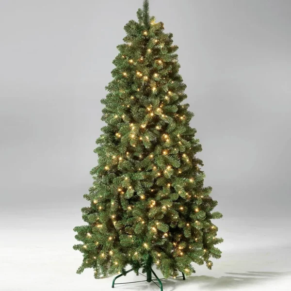 Künstliche Weihnachtsbäume^DecoWoerner Schwer Entflammbarer Weihnachtsbaum Mit LED 210 Cm grün