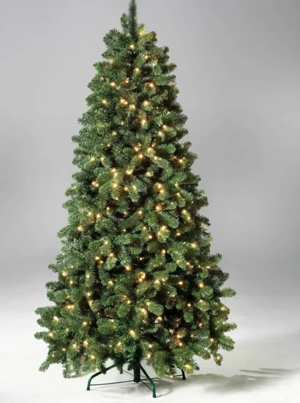 Künstliche Weihnachtsbäume^DecoWoerner Schwer Entflammbarer Weihnachtsbaum Mit LED 210 Cm grün