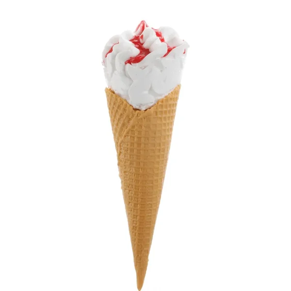 Schokolade & Eis^DecoWoerner Softeis In Der Waffel Mit Erdbeersauce - Lebensmittel Attrappe 21 Cm weiß