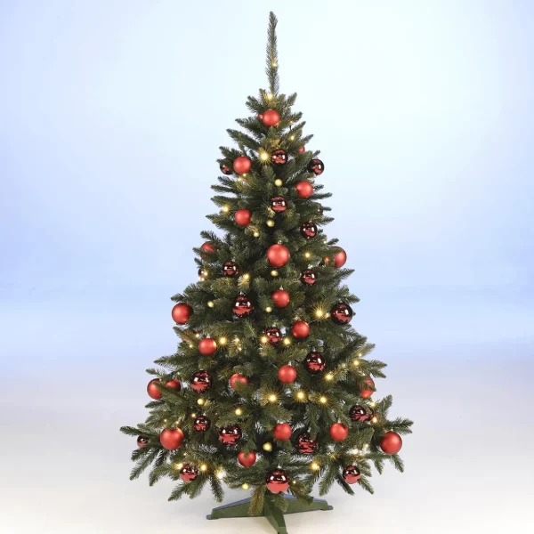 Künstliche Weihnachtsbäume^DecoWoerner Sparpaket Komplett Set Weihnachtsbaum 180 Cm Inkl. en Kunststoff Kugeln Und Lichterkette rot