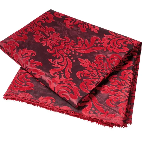 Stoffe^DecoWoerner Taft Mit Samtflock 145 Cm Breit, rot