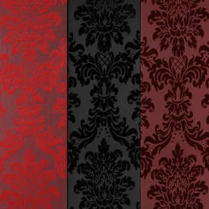 Stoffe^DecoWoerner Taft Mit Samtflock 145 Cm Breit, rot
