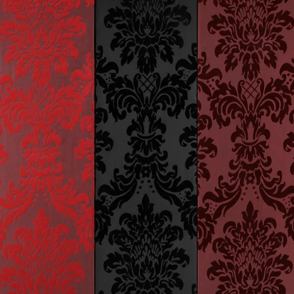 Stoffe^DecoWoerner Taft Mit Samtflock 145 Cm Breit, rot