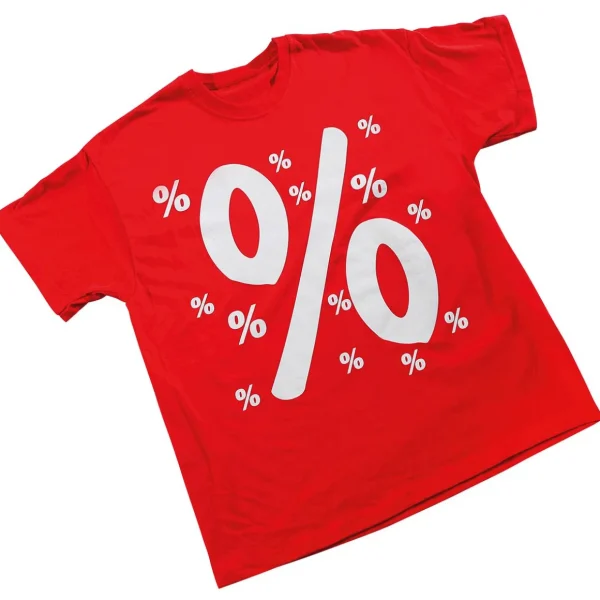 Verkaufsaktionen Bewerben^DecoWoerner T-Shirt "Prozent" Größe L mehrfarbig