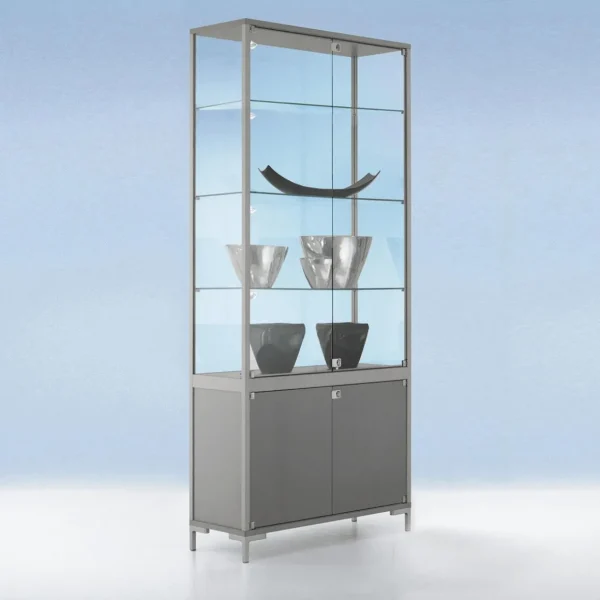 Warenpräsentation^DecoWoerner Vitrine Mit Staufach & Licht 186 X 80 Cm transparent