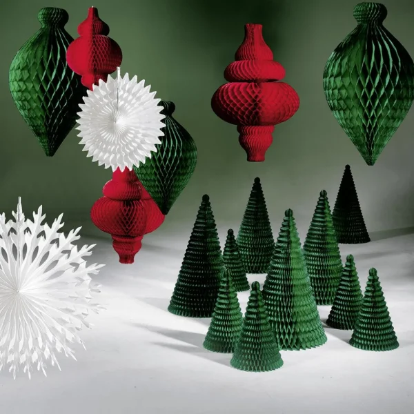 Themen-Deko^DecoWoerner Wabenpapier-Hänger Ornament, 67 Cm rot