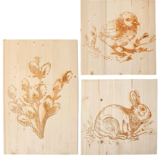 Frühlingsdeko | Naturdeko^DecoWoerner Wandbild-Set Brandmalerei Beige
