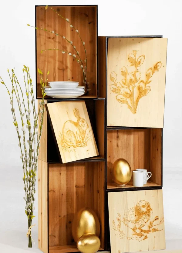 Frühlingsdeko | Naturdeko^DecoWoerner Wandbild-Set Brandmalerei Beige