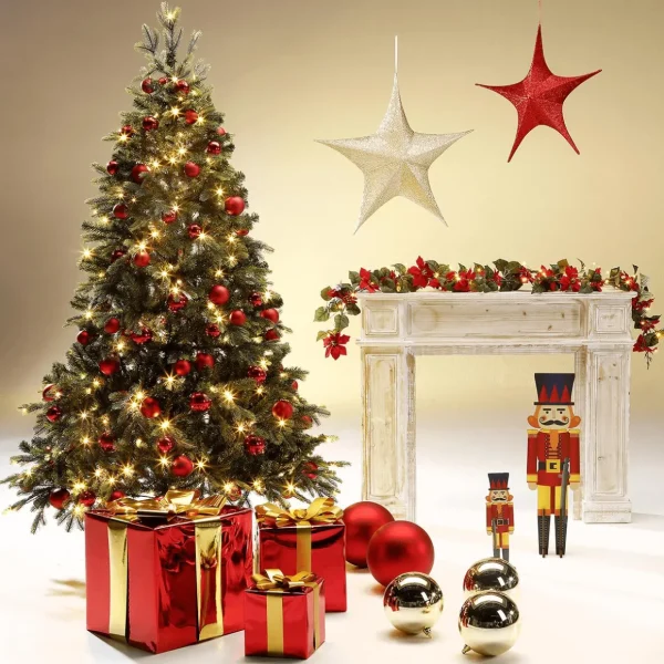 Weihnachtsfiguren | Xxl Weihnachtsdeko^DecoWoerner Weihnachtsgeschenk 40 Cm Mit Goldener Schleife rot