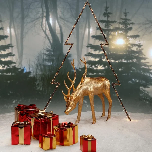 Weihnachtsfiguren | Xxl Weihnachtsdeko^DecoWoerner Weihnachtsgeschenk 40 Cm Mit Goldener Schleife rot